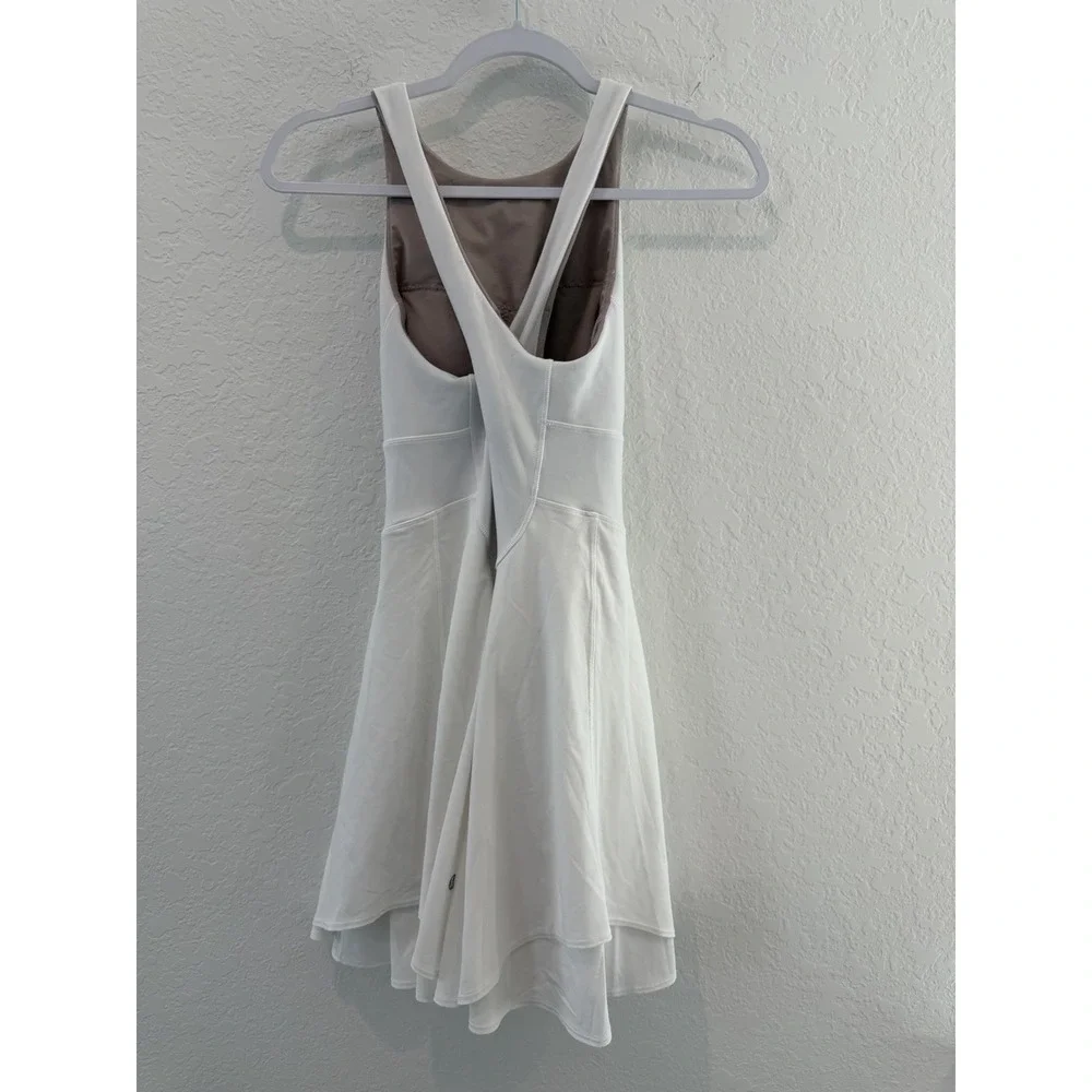 lululemon White Fit & Flare Tank Dress Built-In Bra & Pockets Women's 4